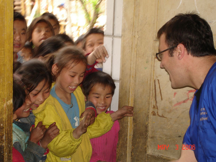 Dan Stoner with patients at elementary school